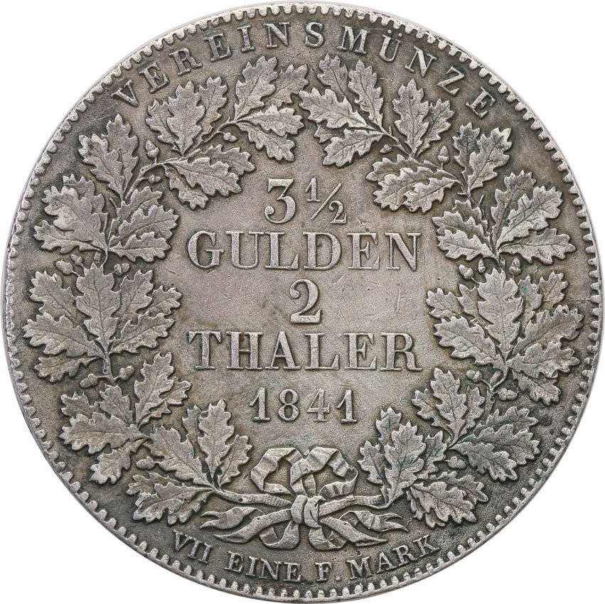 Niemcy.  3 1/2 Gulden - 2 talary 1841, Frankfurt